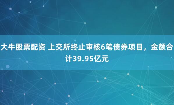 大牛股票配资 上交所终止审核6笔债券项目，金额合计39.95亿元